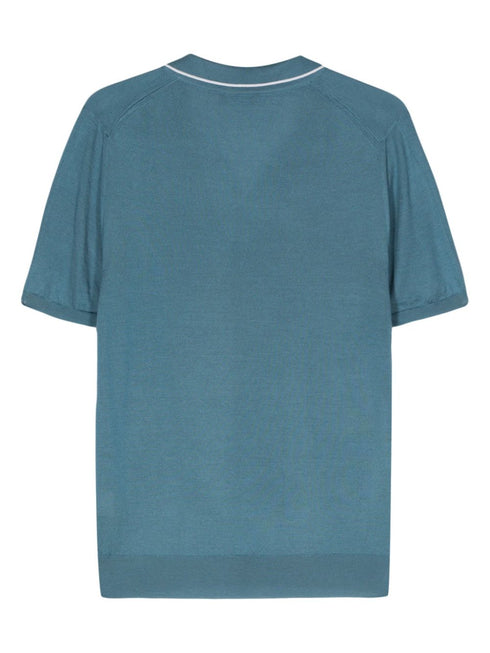 Wave fine-knit polo shirt
